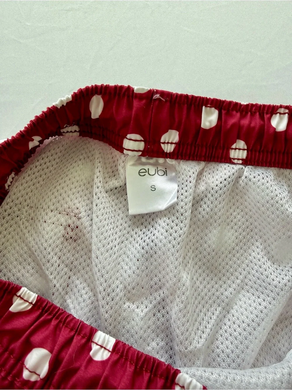 Men’s Burgundy Polka Dot Swim Trunks